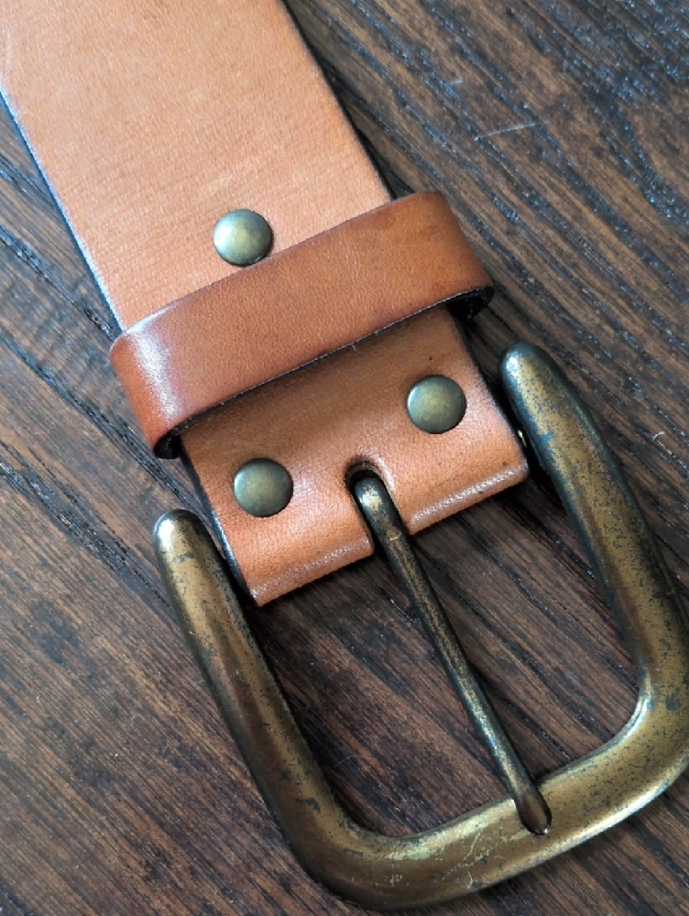 GAP I Vintage Cognac Brown Leather Belt with Red, Green & Black Diamond Belt, M - Picture 5 of 16